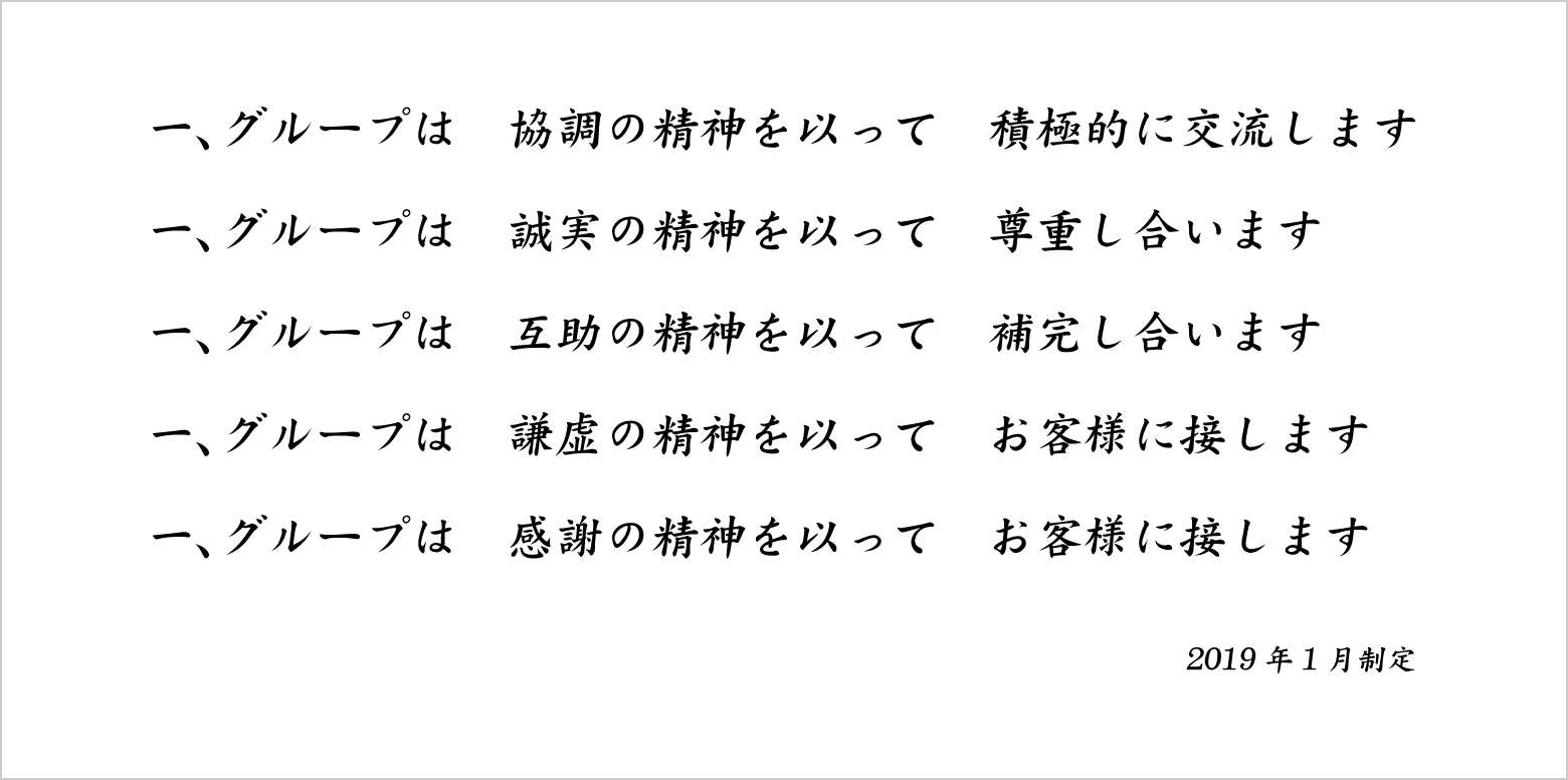 トップライズグループ 百年企業へ向けての十年憲章 五ヶ条の画像